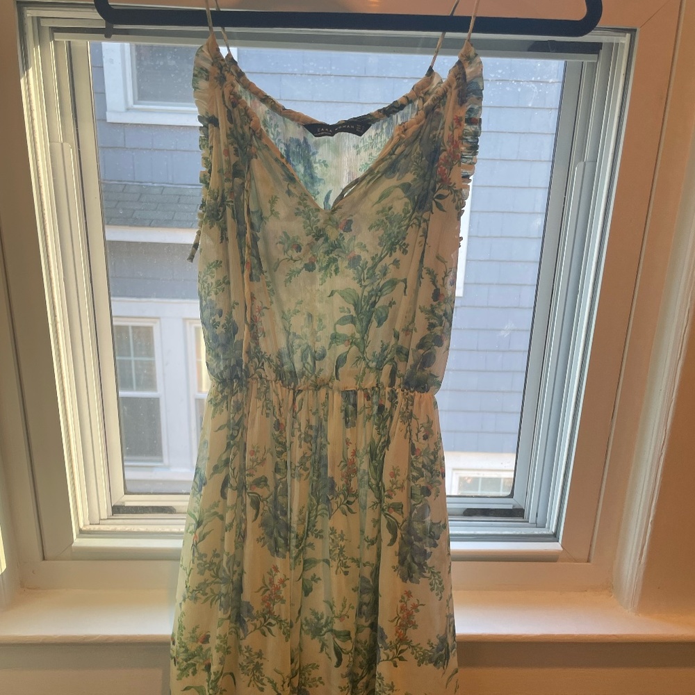 Zara Gorgeous Chiffon Floral Spring Dress Size Small